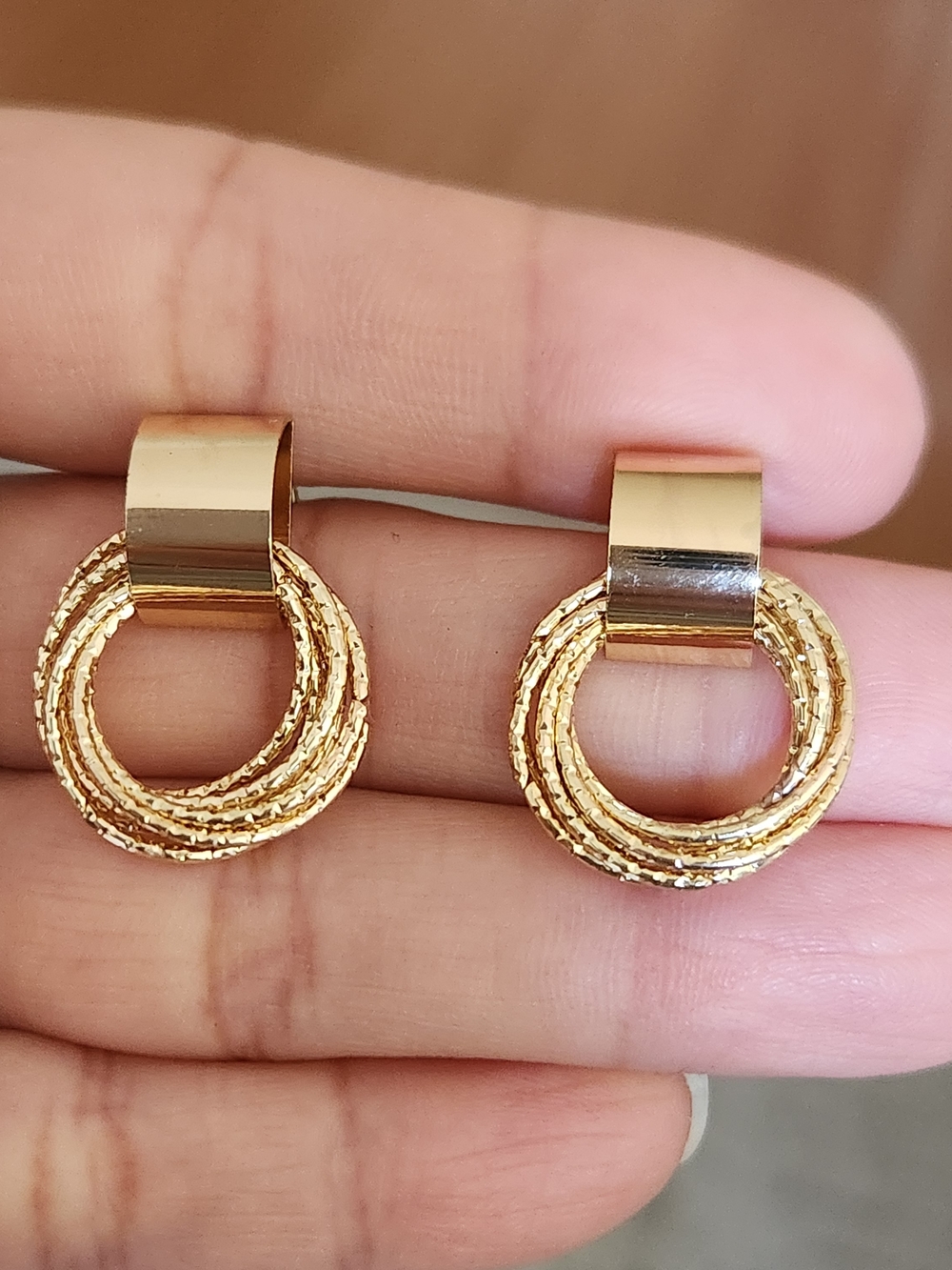 New 18K Gold Plated Multi-ring Circle Stud Earrings for Women